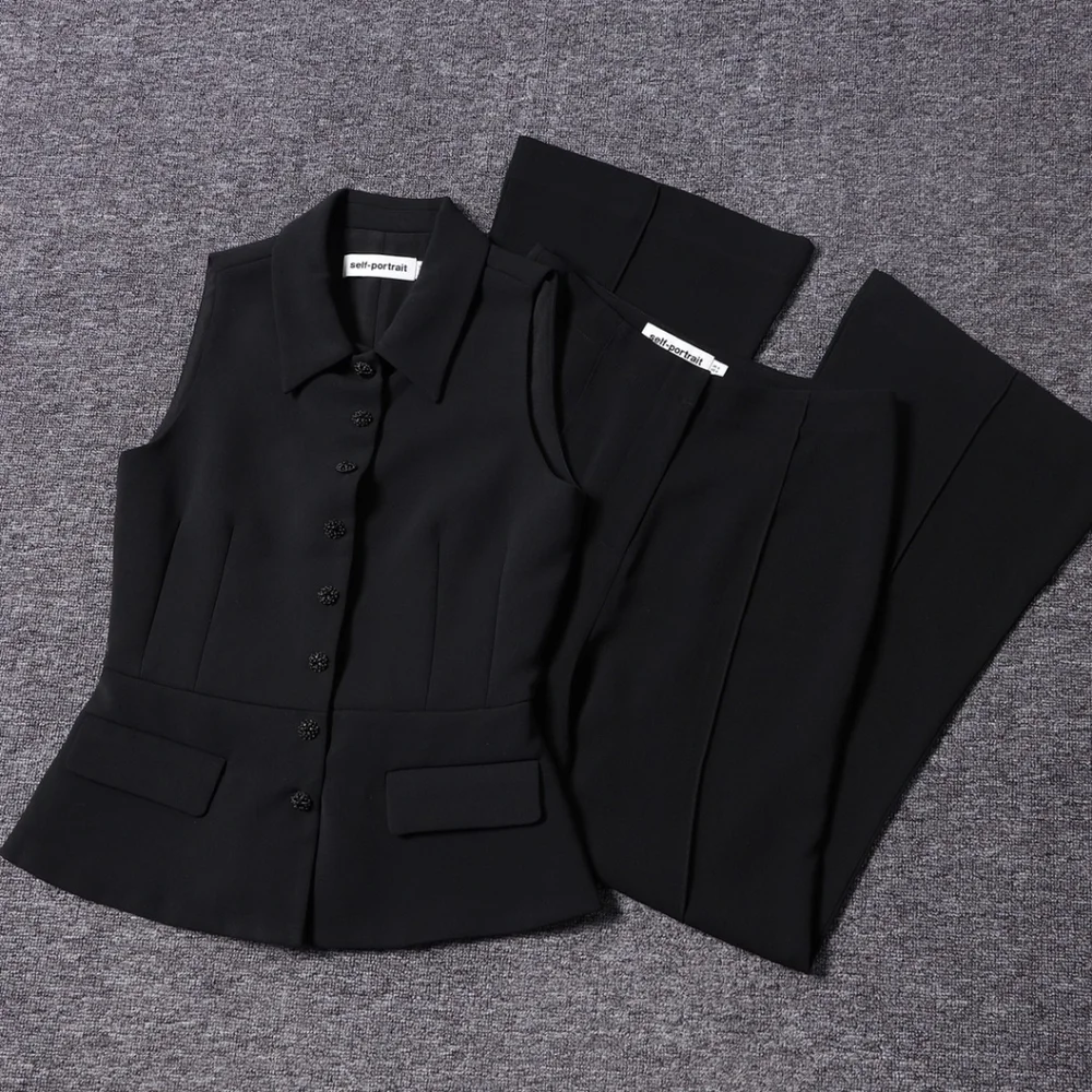 Self-Portrait Tailored Jumpsuit in Black - Picture 9 of 13